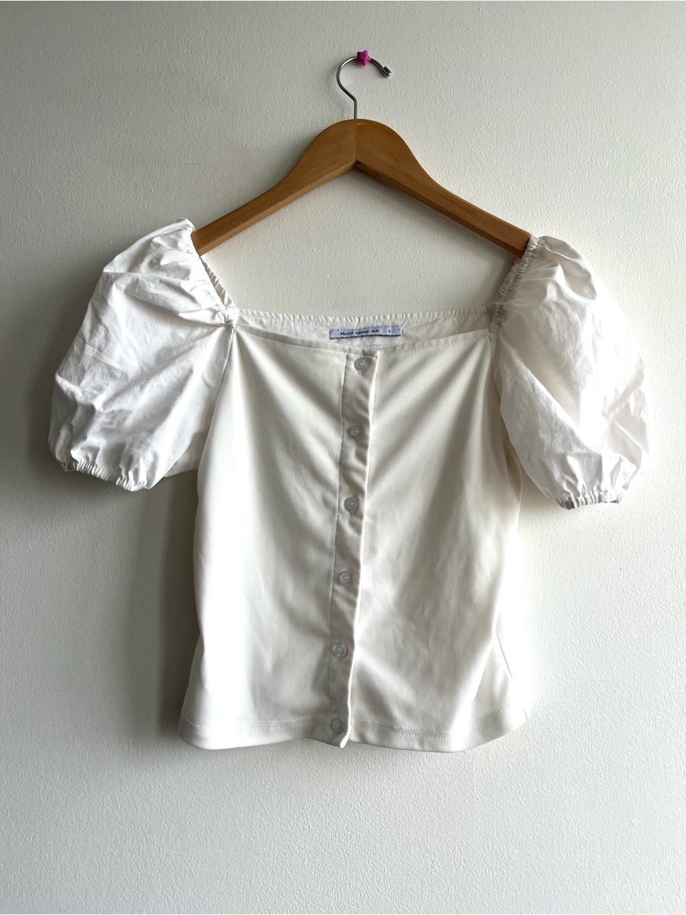 White Puff Sleeve Milkmaid Top Cottagecore Coquette Balletcore Y2K Sz Small